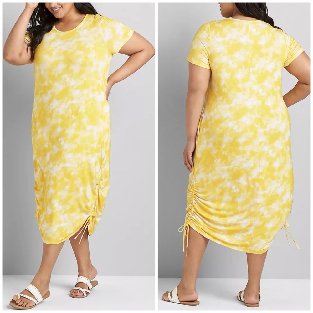 Lane Bryant Yellow Tie-Dye Dress